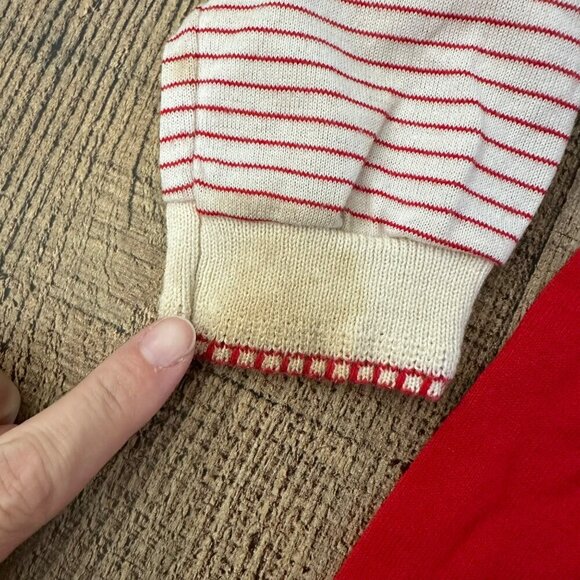 Vintage Health-Tex Baby Dress 2T Red & White Striped Long Sleeve - Picture 2 of 4